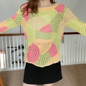 Talbots Crochet Sherbet Knit Sweater